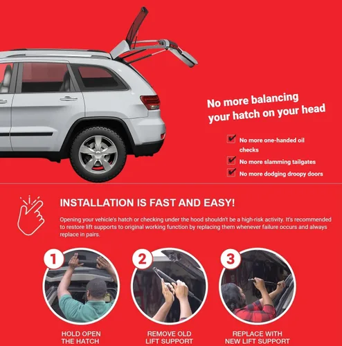 Miniatura 3 de 2 piezas de soportes de elevación trasera de 18.39 pulgadas compatibles con Ford 2003-2017 EXPEDITION / 2003-2017 NAVIGATOR puntales de vidrio