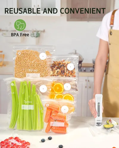Miniatura 5 de Syntus Bolsas selladoras al vacío para alimentos, 10 unidades de tamaño mediano de 10 x 13.8 pulgadas, bolsas de almacenamiento de alimentos