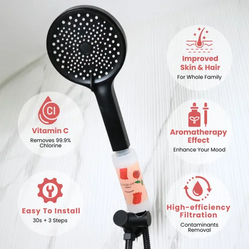 Miniatura 2 de Filtro de ducha de vitamina C con aromaterapia, suaviza el agua dura, eliminación de cloro y fluoruro, cuidado de la piel y el cabello, fácil