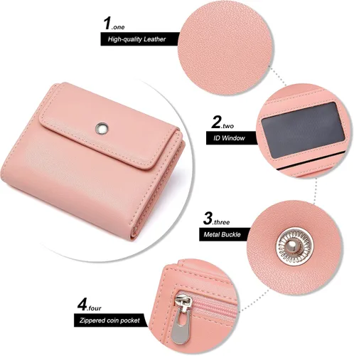 Miniatura 5 de GEEAD Billeteras pequeñas de piel sintética con bloqueo RFID para mujer, cartera delgada para múltiples tarjetas para mujer con bolsillo
