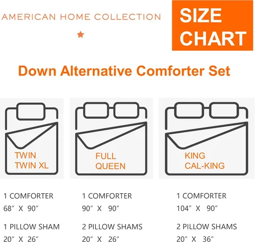 Miniatura 7 de American Home Collection Juego de edredón, peso medio, alternativa al plumón, microfibra ultrasuave, tamaño individual/individual XL, juego de 2