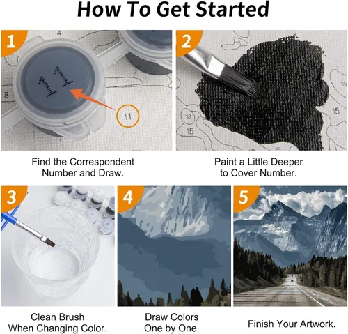 Miniatura 5 de RAOHEVU Kit de pintura por números para adultos principiantes – "Camino a las montañas" Kits de pintura por números (16 x 20 pulgadas) con pintura