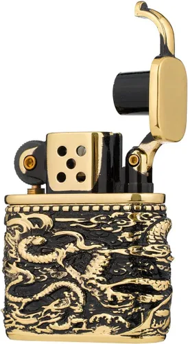 Miniatura 3 de Armadura dragón chino creativo estilo antiguo brazo de elevación queroseno resistente al viento encendedor (dorado)