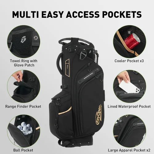Miniatura 2 de Bolsa ligera para palos de golf con soporte, 14 divisiones para bolsas de golf con divisores de longitud completa para hombres y mujeres, bolsa