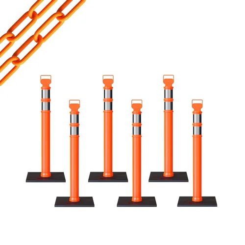 Miniatura 33 de Trafford Industrial - Paquete de 6 postes de delineador de 45 pulgadas, collares reflectantes de 3 pulgadas, base de goma de 10 libras