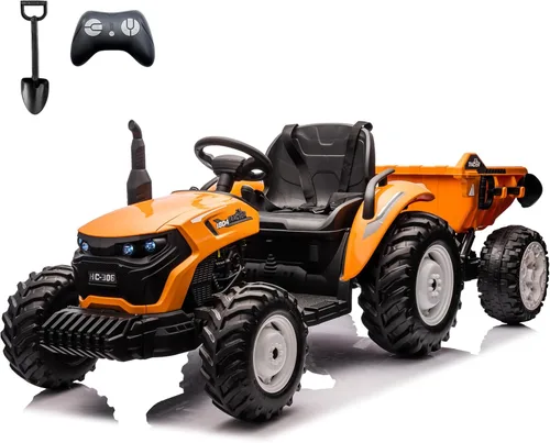 Miniatura 7 de sopbost Tractor de Juguete de 24V 10Ah para Niños Grandes 6+ 2WD con Remolque Eléctrico, Control Remoto, Ruedas EVA Extra Grandes, Capacidad de Verde