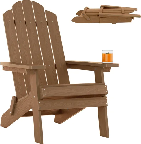 Miniatura 12 de MXIMU Silla Adirondack plegable para exteriores: sillas Adirondack fáciles de montar y cómodas, silla de plástico compuesto para todo tipo de clima