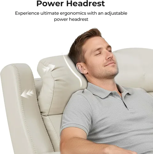 Miniatura 4 de CHITA Sofá reclinable eléctrico de piel auténtica, sofá reclinable con reposacabezas eléctrico, doble motor, puertos de carga USB, sofá reclinable