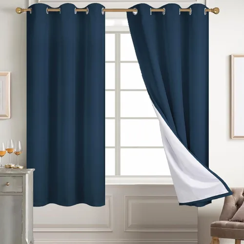 Miniatura 41 de Diraysid Cortinas 100% opacas de lino beige para dormitorio, con ojales, aislamiento térmico, cortinas de oscurecimiento de habitación