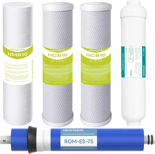 Juego de repuesto de filtro de agua de 5 etapas 75 GPD RO, apto para sistema de ósmosis inversa APEC (serie Essence & Ultimate), salida de 1/4