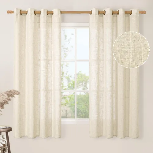 Miniatura 204 de LAMIT Cortinas de lino sintético para dormitorio, paneles filtrantes de luz, cortinas de lino con protección de privacidad con ojales para ventanas