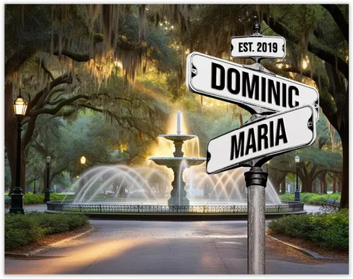 Miniatura 26 de Letreros de calle personalizados únicos: nombres personalizados y fecha en una impresión o lienzo. Una pareja personalizada para un aniversario
