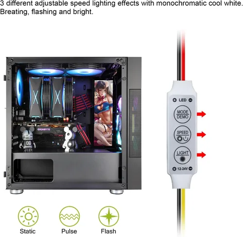 Miniatura 2 de Vetroo Tablero de Pantalla con Luces LED para Decoración de Carcasa de Computadora PC Full HD 2K Función Multi-Modo 9.8" x 3.1" (Vertical, A6)