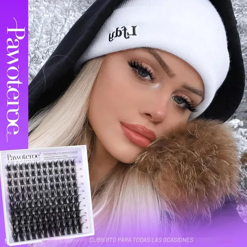 Miniatura 7 de Pawotence Kira - Extensiones de pestañas en racimo Wispy de 0.394-0.709 in, extensiones de pestañas individuales suaves y cómodas con banda fina