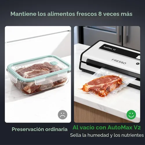 Miniatura 7 de Máquina selladora al vacío FRESKO con detección automática de bolsas, doble sellado térmico, sellador de alimentos compacto, fácil de usar, kit