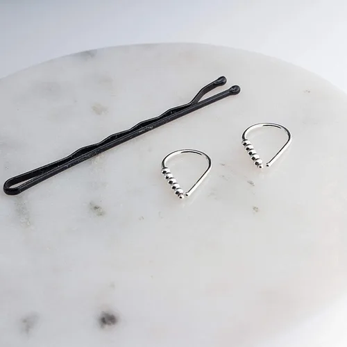 Miniatura 35 de Aretes pequeños de plata de ley 21 GA de 0.472 in con gancho de arco de herradura