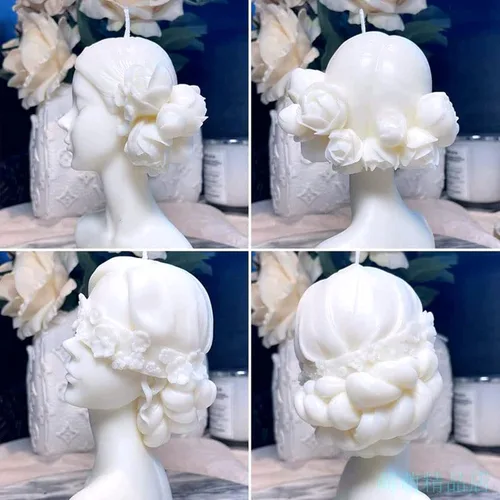 Miniatura 9 de Molde de silicona para velas 3D, moldes de ojos cerrados para niña y niña con los ojos vendados con 2 herramientas extintoras para cera derretida