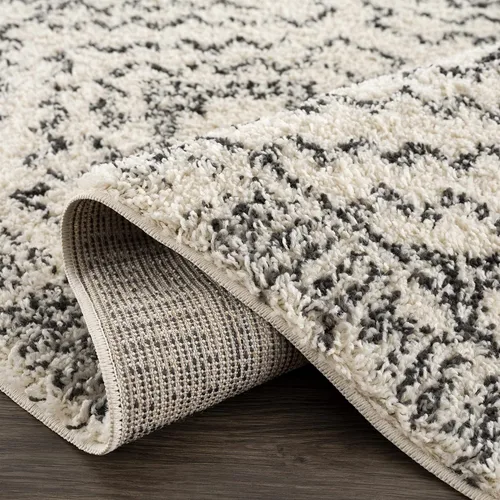 Miniatura 26 de Hauteloom, Duncans - Alfombra de estilo granja de pelo mullido para sala y dormitorio, con borlas - Beige, carbón, gris - 2 pies 7 pulgadas x 7 pies