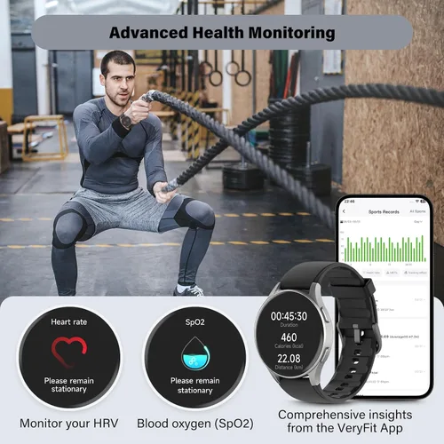 Miniatura 2 de Reloj inteligente para hombres y mujeres (respuesta/hacer llamadas) – AMOLED de 1.32 pulgadas negro mate rastreador de actividad con GPS y Alexa