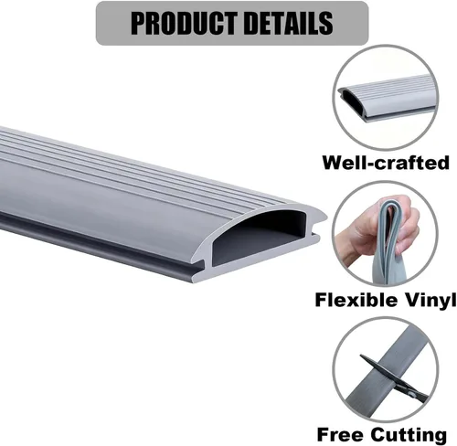 Miniatura 3 de Tira de sellado inferior para debajo de la puerta, 2 unidades de 36 pulgadas para umbrales de aluminio ajustables, tiras de goma de repuesto