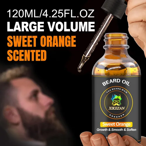 Miniatura 3 de Aceite para barba, 4.1 fl oz/4.25 onzas líquidas de aceite promueve el crecimiento de la barba de gran volumen, acondicionador sin enjuague, cuidado