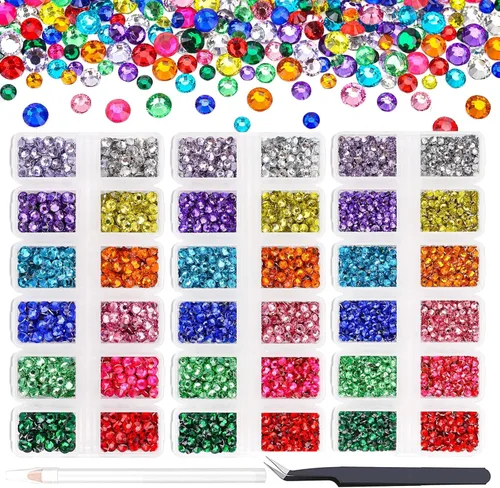 Miniatura 9 de 15000 unidades de diamantes de imitación de resina de la serie verde de 0.18 a 0.18 pulgadas, redondos sin termofijar, gelatina y parte inferior
