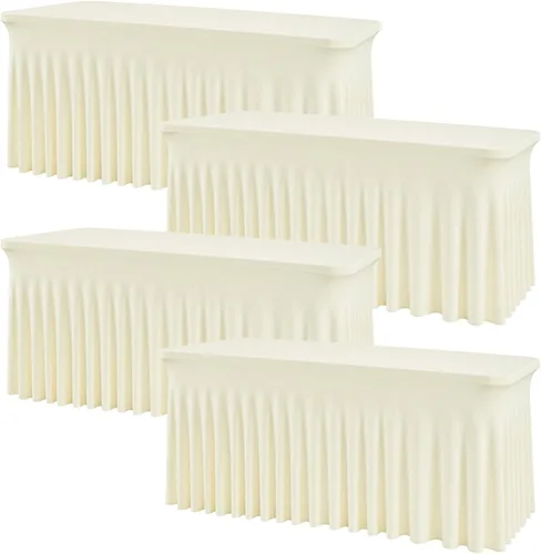 Miniatura 15 de Mantel rectangular de elastano negro, funda elástica ajustada para mesas rectangulares de 1,8 m, falda de mesa elástica sin arrugas para decoración