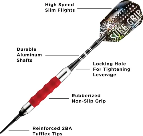 Miniatura 3 de Viper Sure Grip Dardos de Punta Suave Rojo