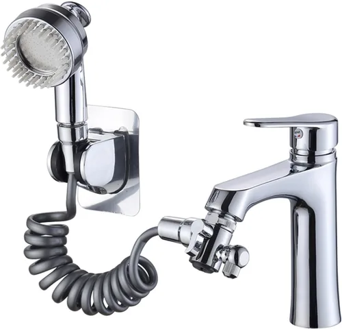 Juego de accesorios de rociador de manguera para fregadero de grifo, cabezal rociador de ducha con válvula desviadora, piezas de repuesto, adaptador