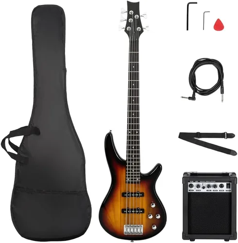 Miniatura 11 de Ktaxon Guitarra Bajo Eléctrica de 4 Cuerdas con Amplificador de 20 W, Pastilla Tipo PJ, Mástil de Arce Secado Naturalmente al Aire, Diapasón