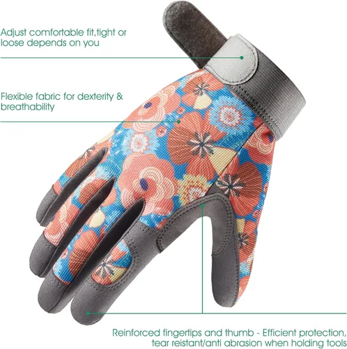 Miniatura 2 de COOLJOB Guantes de trabajo de jardinería medianos para mujeres, a prueba de espinas para poda de rosas, manejo de cactus, plantación de moras