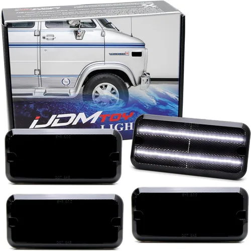 Miniatura 9 de iJDMTOY Kit de luz de marcador lateral frontal y trasero con lente semitansparente ámbar/rojo, compatible con GMC/Chevy Van Sportcan Vandura SaVana