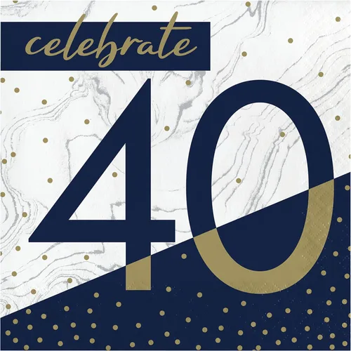 Miniatura 6 de Trendware Servilletas de cumpleaños número 18 azul marino y dorado, 48