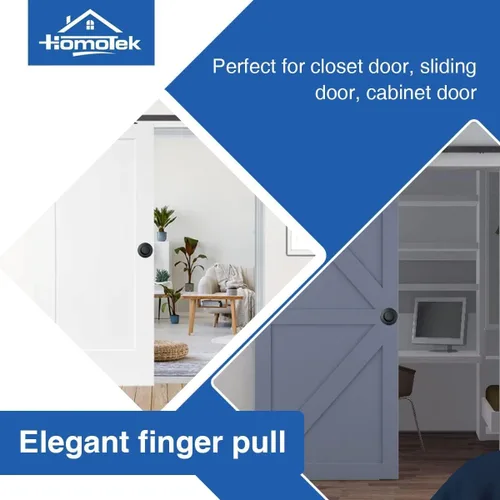 Miniatura 6 de HOMOTEK Paquete de 2 Manijas Redondas Deslizantes para Puerta de Armario Diámetro 2-1/2 pulgadas (65mm) Tiradores Empotrados Negros de Bolsillo
