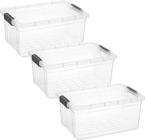 Miniatura 50 de Superio Cajas de almacenamiento transparentes con tapas, contenedores de plástico de 2.5 cuartos de galón para organizar, cajas apilables, sin BPA