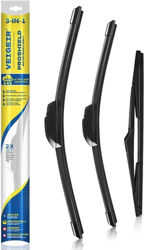 Miniatura 26 de Paquete de 3 plumas limpiaparabrisas delanteros y traseros para automóviles, calidad original de fábrica, 15 pulgadas, 15 pulgadas, 13 pulgadas