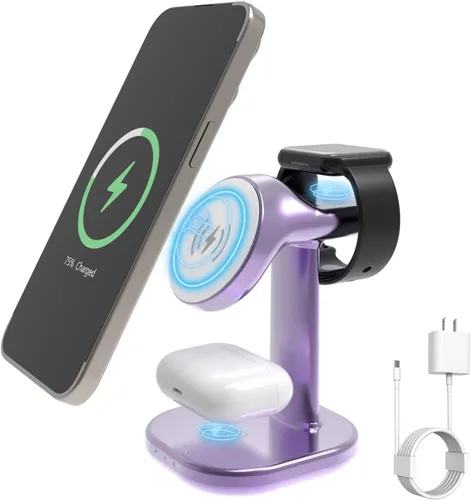 Miniatura 7 de Estación de carga inalámbrica para soporte de cargador Magsafe, cargador inalámbrico rápido para soporte de iPhone, cargador magnético 3 en 1