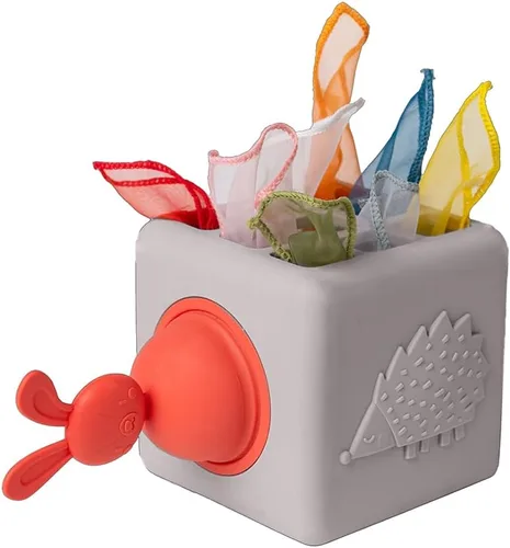 Miniatura 4 de Taf Toys Caja de pañuelos para bebé con conejito emergente - Actividad sensorial Montessori con 10 pañuelos de tela para el desarrollo motor fino