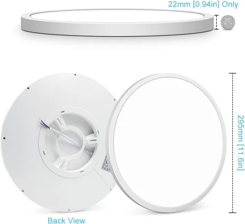 Miniatura 3 de Paquete de 2 lámparas LED de techo empotradas de 12 pulgadas, luz blanca diurna de 5000 K, 24 W 3200 LM, luces de techo planas redondas, luminosas