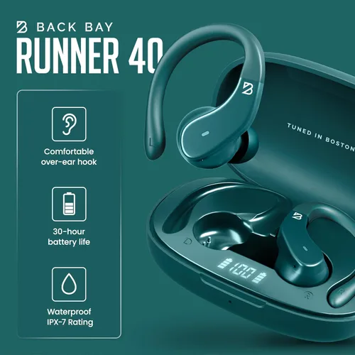 Miniatura 3 de Back Bay Audio - Auriculares inalámbricos Bluetooth para corredores de Back Bay Audio, con gancho para colocar sobre la oreja, graves profundos