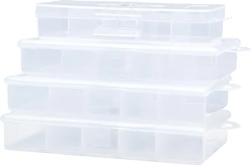 Miniatura 3 de UFISH Caja de 4 aparejos de pesca, organizador de almacenamiento de señuelos de pesca, caja de accesorios de aparejos de pesca de plástico