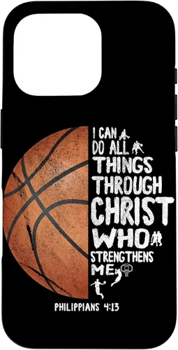 Miniatura 20 de Funda de baloncesto para iPhone 17 con texto en inglés "I can do All Things Through Christ Philippians
