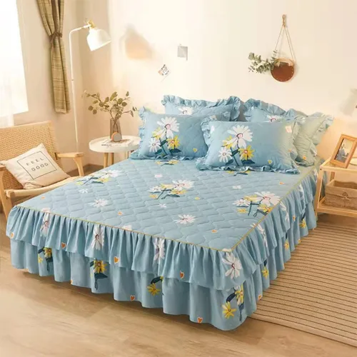 Miniatura 12 de Juego de falda de cama con volantes de 3 piezas, 3 piezas, cobertura lateral de 15.7 pulgadas, suave y cálido