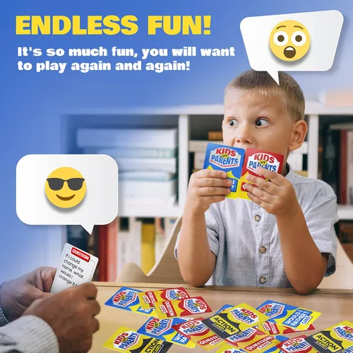 Miniatura 5 de Kids VS Parents - Un divertido juego familiar con iniciadores de conversación y desafíos divertidos - Juego de cartas para niños, adolescentes