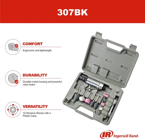 Miniatura 3 de Ingersoll Rand 307BK Kit de Piedra para Amoladora Neumática de Troquel, 28,000 RPM, 0.25 HP, Pinza de 1/4", Escape Frontal