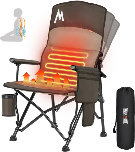 Miniatura 13 de Overmont Silla de camping climatizada con respaldo alto - 3 niveles de calor Calefacción por separado de 2 zonas - Soporte de 450 libras Silla
