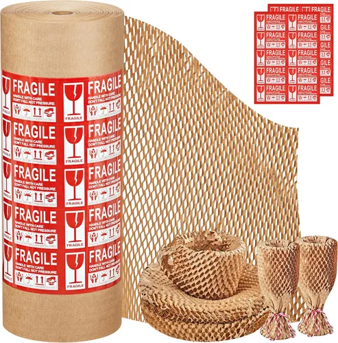 Miniatura 12 de JARLINK Papel de embalaje de panal de abeja, envoltura de embalaje de burbujas de 15" x 213 pies para embalaje/envío/mudanza, rollo de papel
