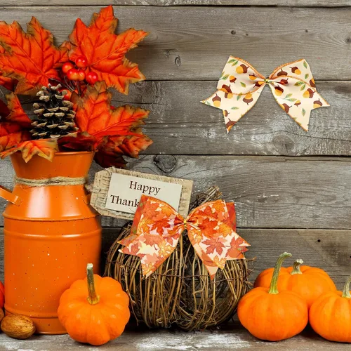 Miniatura 6 de Whaline 6 rollos de cinta de 30 yardas de otoño con borde de alambre de Acción de Gracias de otoño, naranja, a cuadros, calabaza, hojas de arce