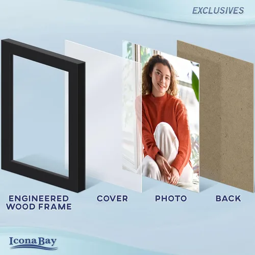 Miniatura 3 de Icona Bay Marcos de fotos 4" x 6" (negro, 6 unidades), marcos de fotos de madera compuesta resistente 4 x 6, diseño elegante, para mesa o montaje