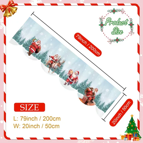 Miniatura 2 de AerWo Bufandas de mantel de Navidad de 79 x 20 pulgadas, decoraciones de Navidad para chimenea, cubierta de chimenea de Navidad de Papá Noel